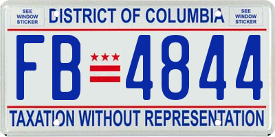 DC license plate FB4844