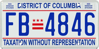 DC license plate FB4846