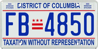 DC license plate FB4850