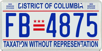 DC license plate FB4875