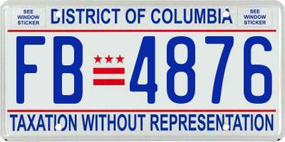 DC license plate FB4876