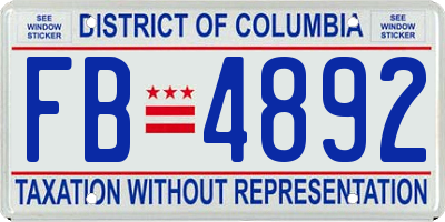 DC license plate FB4892