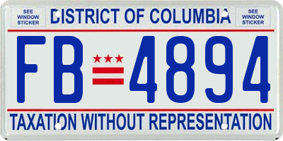 DC license plate FB4894