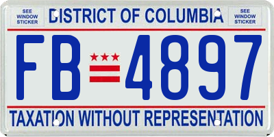 DC license plate FB4897