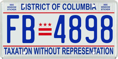 DC license plate FB4898