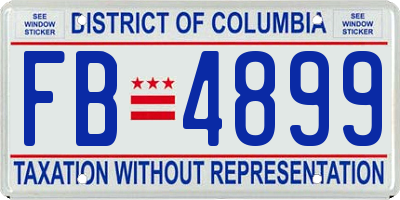 DC license plate FB4899