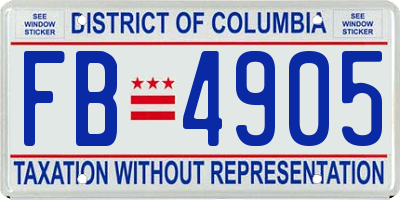 DC license plate FB4905