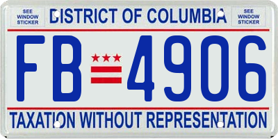 DC license plate FB4906