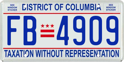 DC license plate FB4909