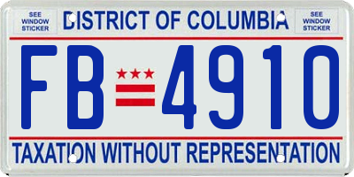 DC license plate FB4910