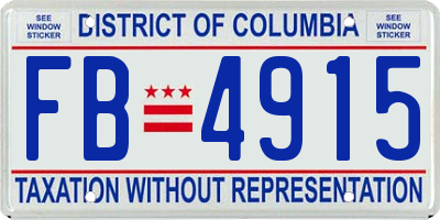 DC license plate FB4915