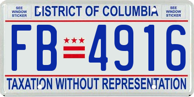 DC license plate FB4916