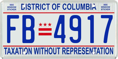 DC license plate FB4917