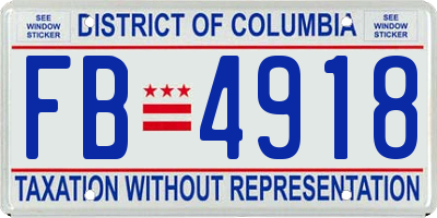 DC license plate FB4918