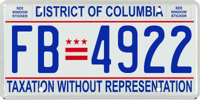 DC license plate FB4922