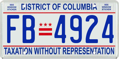 DC license plate FB4924