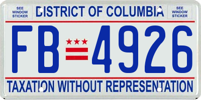 DC license plate FB4926