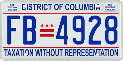 DC license plate FB4928