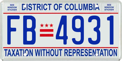 DC license plate FB4931