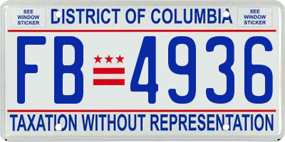 DC license plate FB4936