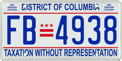 DC license plate FB4938