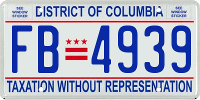 DC license plate FB4939