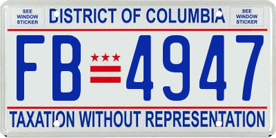 DC license plate FB4947