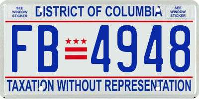 DC license plate FB4948