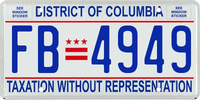 DC license plate FB4949