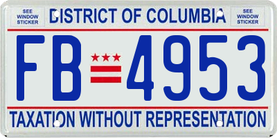 DC license plate FB4953