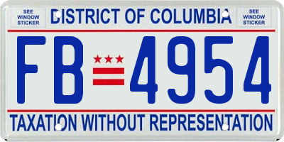 DC license plate FB4954