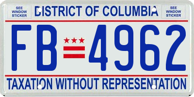 DC license plate FB4962