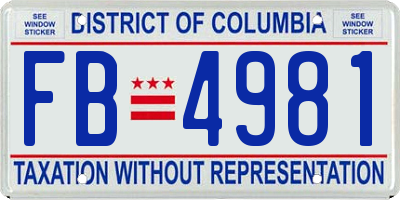 DC license plate FB4981