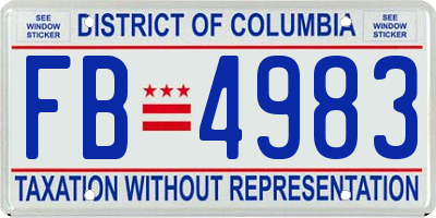 DC license plate FB4983