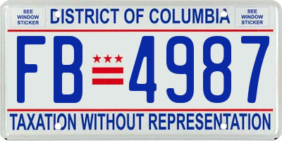 DC license plate FB4987