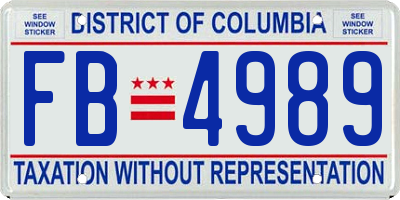 DC license plate FB4989