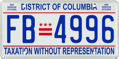 DC license plate FB4996