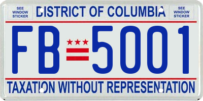 DC license plate FB5001