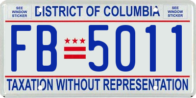 DC license plate FB5011