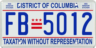 DC license plate FB5012