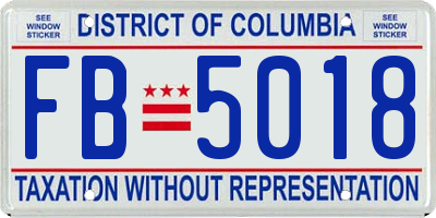 DC license plate FB5018