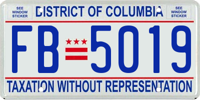 DC license plate FB5019