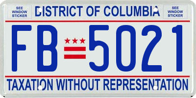 DC license plate FB5021