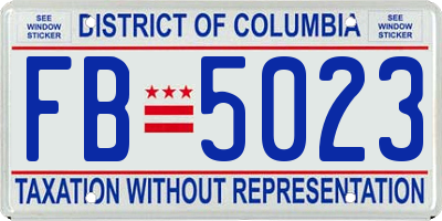 DC license plate FB5023