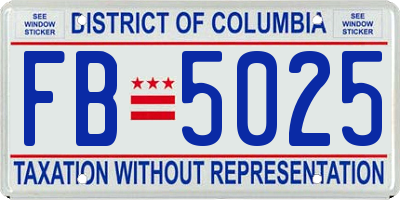 DC license plate FB5025