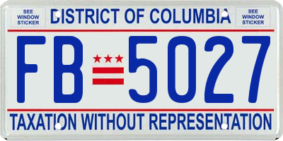 DC license plate FB5027