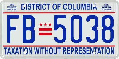 DC license plate FB5038