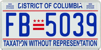 DC license plate FB5039