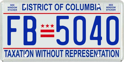 DC license plate FB5040