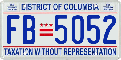 DC license plate FB5052